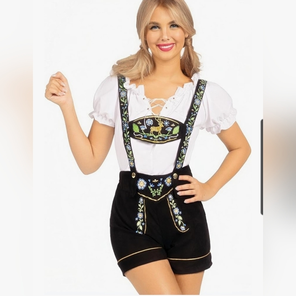 Embroidered Black Women's Beer Girl Octoberfest Costume Size Xl